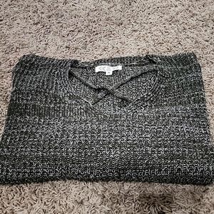 Green and white sweater